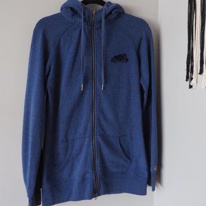 Women's Roots Long Blue Zip-Up Hoodie